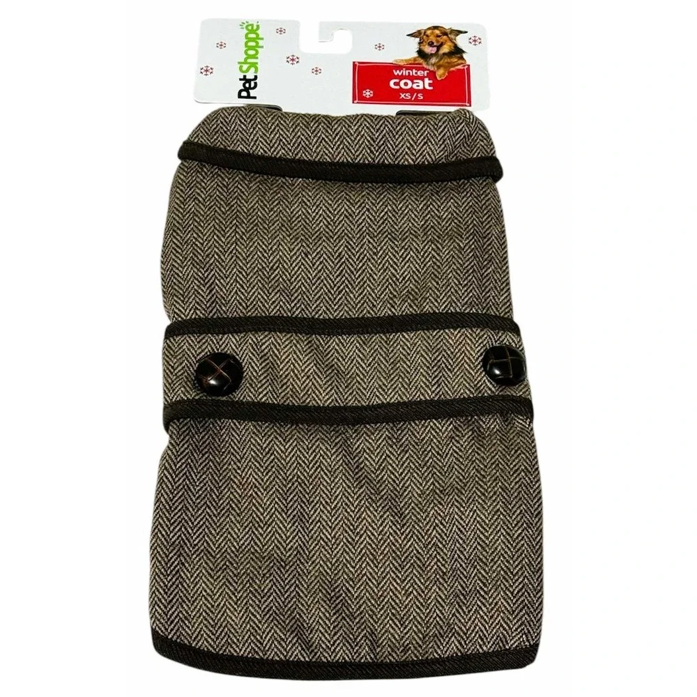 Pet Shoppe Houndstooth Winter Coat !2-19 lbs Sz XS/S NWT